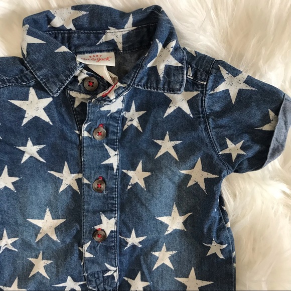 Cat & Jack Other - Cat & Jack Baby Boy Star Denim Romper SZ 0-3m ⭐️